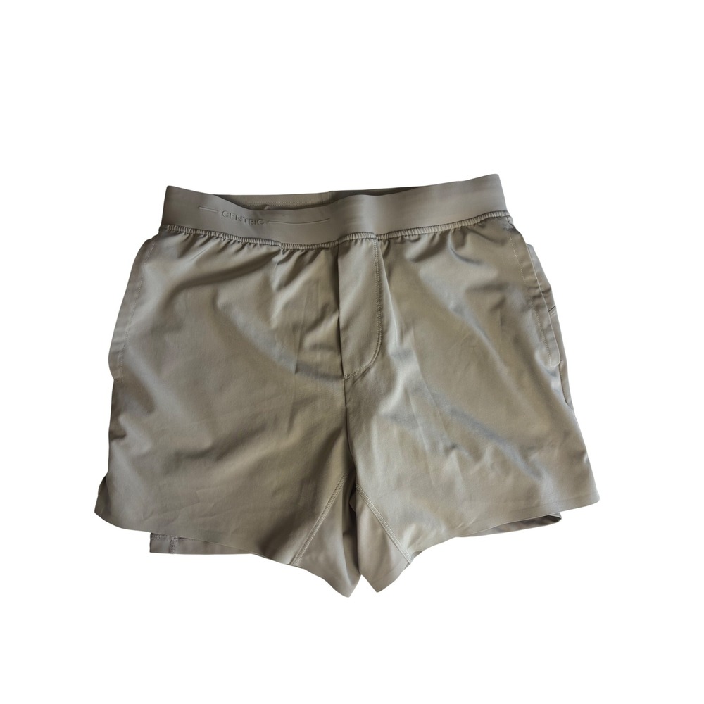 Centric Mens Athletic Training Shorts Tan Khaki Size Large 5 Inch Inseam Lined